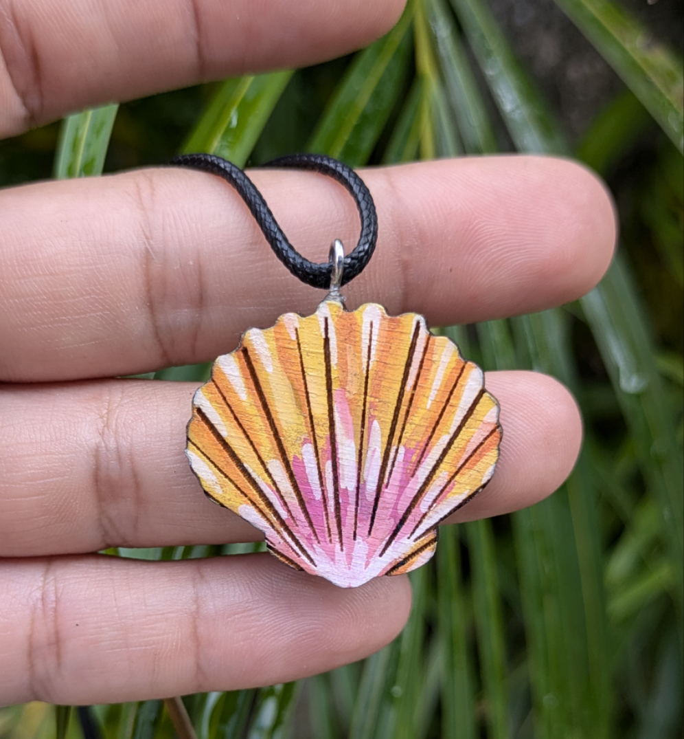 Hand-Painted Sunrise Shell necklace
