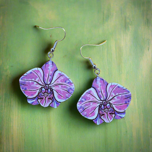 Hand-Painted Orchid Earrings