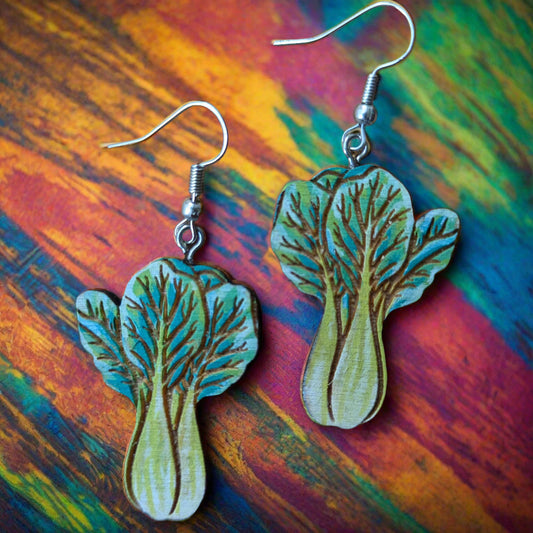 Hand-Painted Bok Choy Earrings