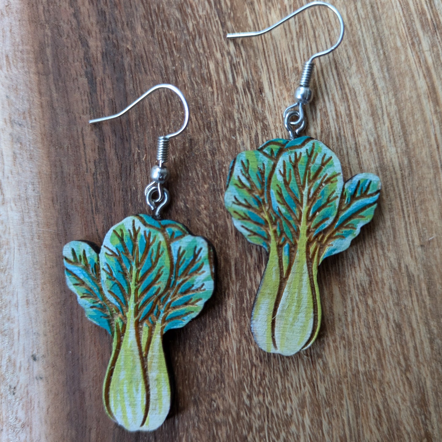 Hand-Painted Bok Choy Earrings