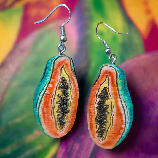 Hand-Painted Papaya Earrings