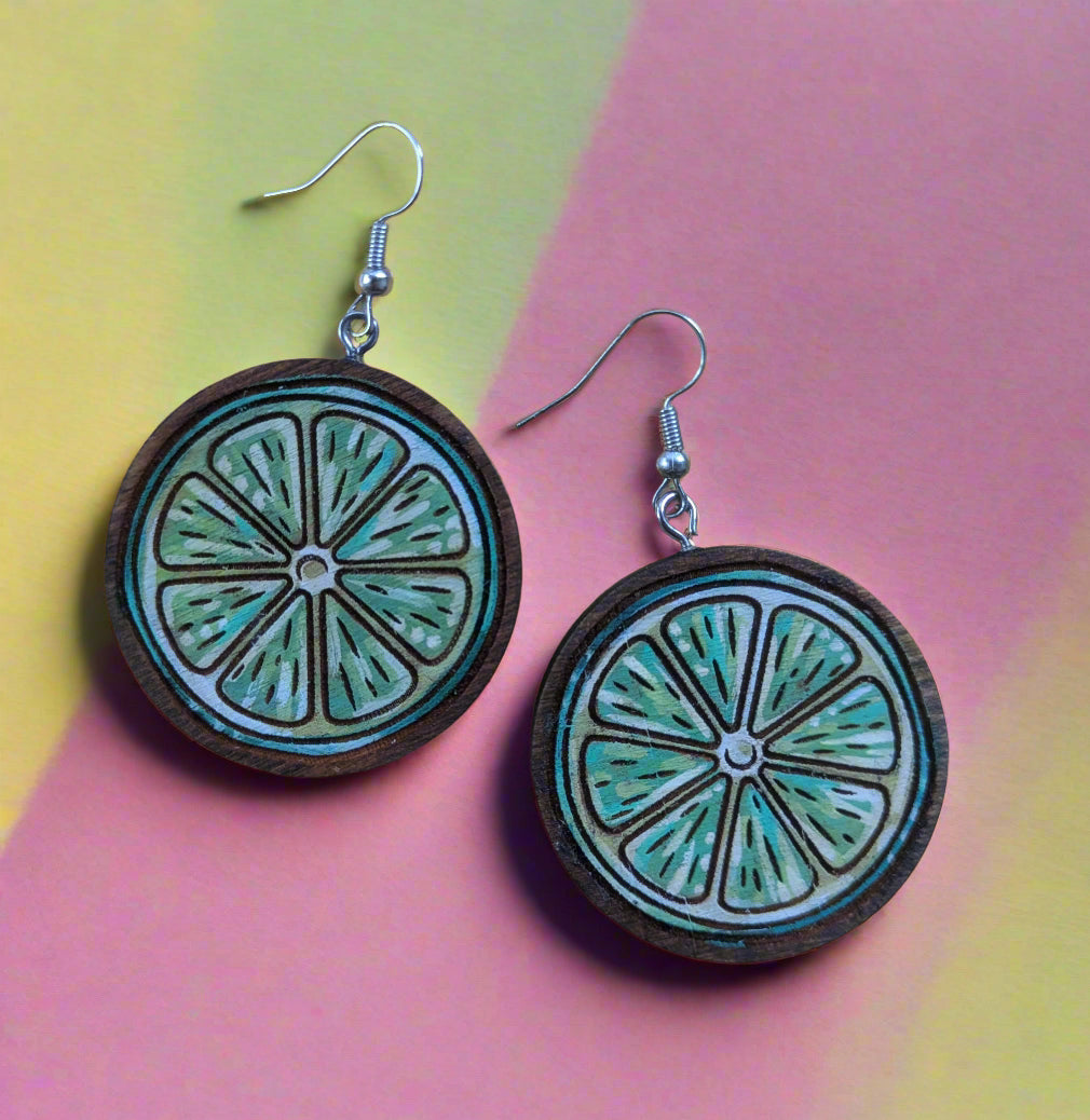 Hand-painted Lime Earrings