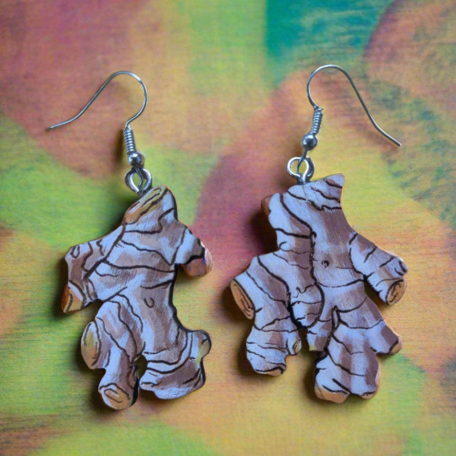 Hand-painted Tumeric/ Ginger Root Earrings
