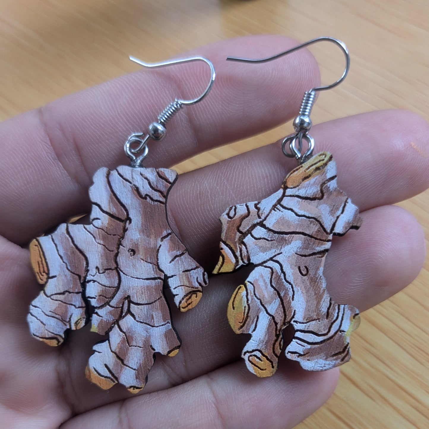 Hand-painted Tumeric/ Ginger Root Earrings