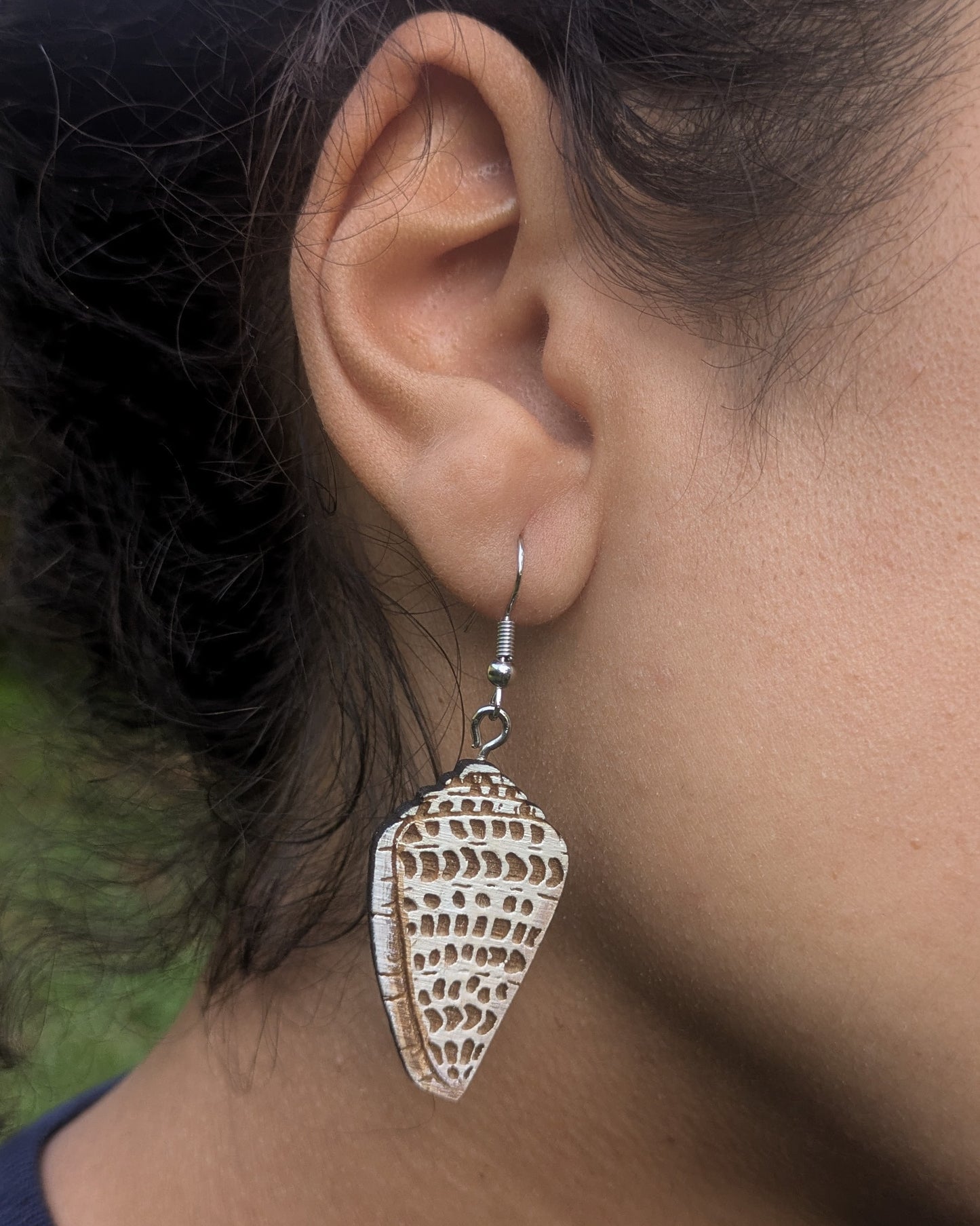 Hand-Painted Cone Shell Earrings