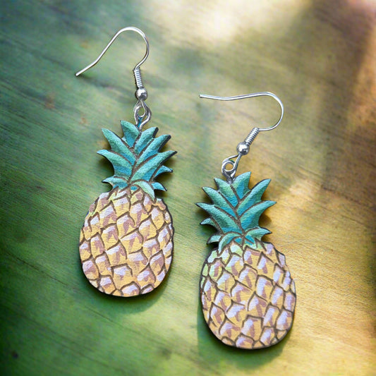 Hand-Painted Pineapple Earrings