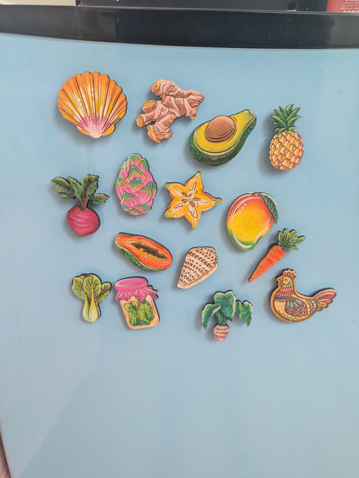 Hand-painted produce magnets