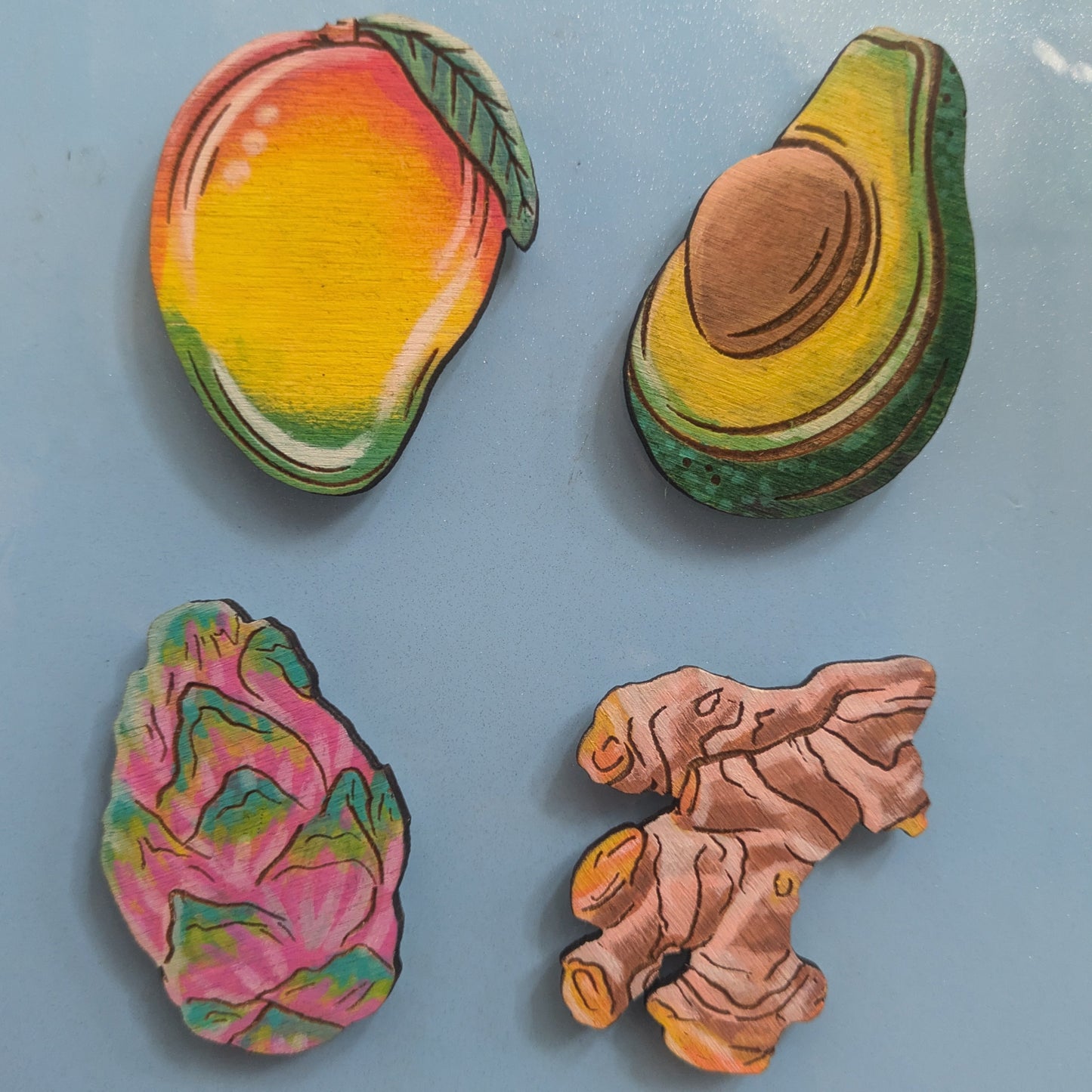 Hand-painted produce magnets