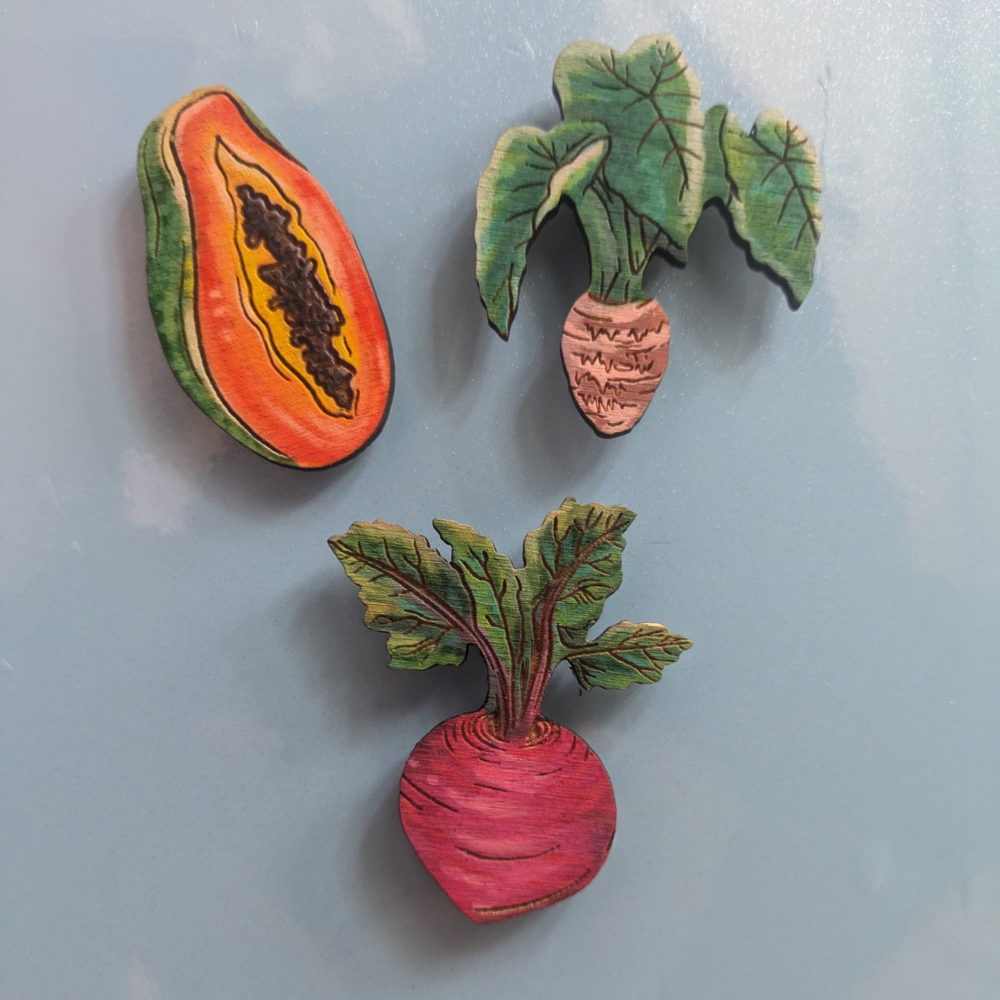 Hand-painted produce magnets