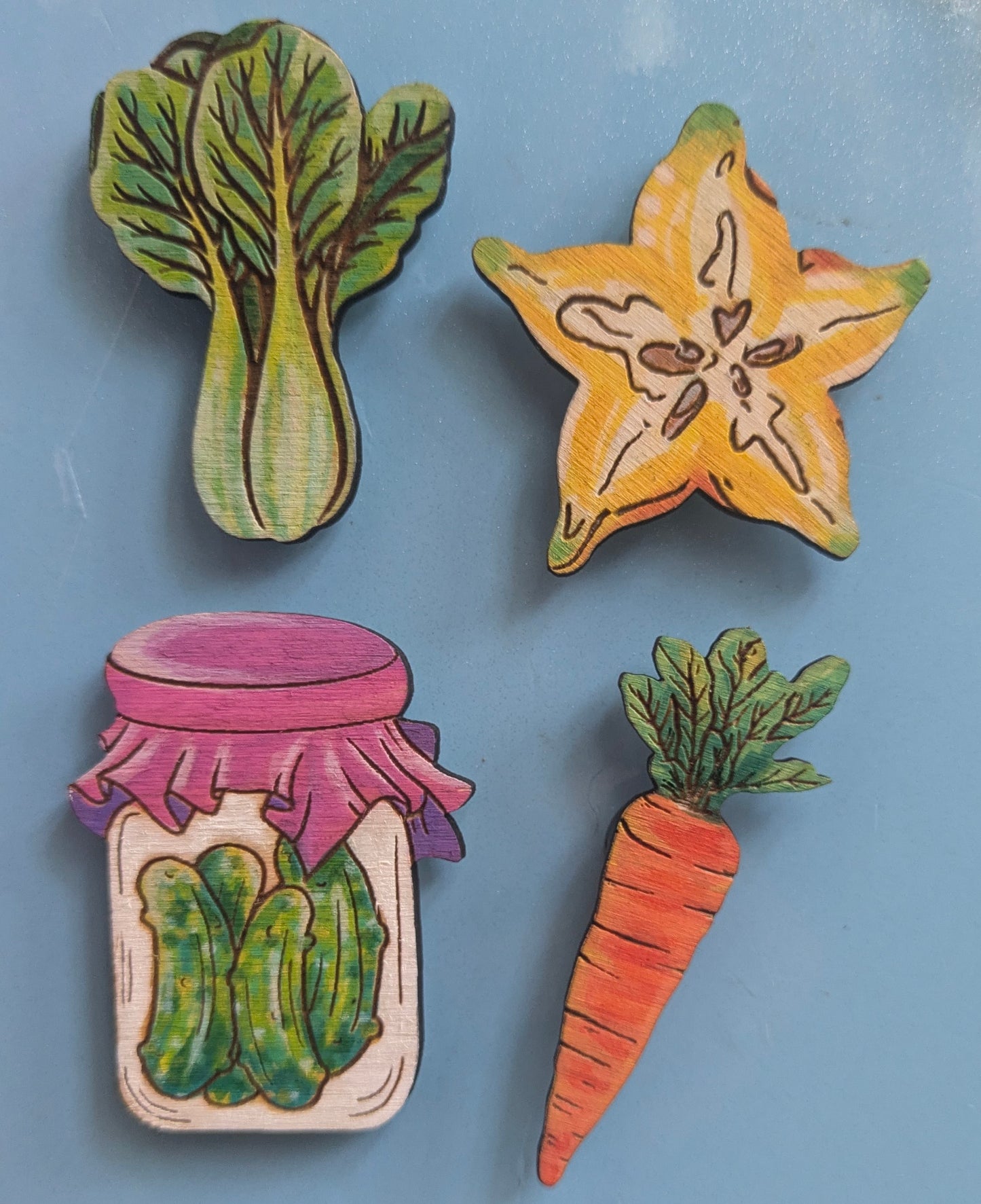 Hand-painted produce magnets