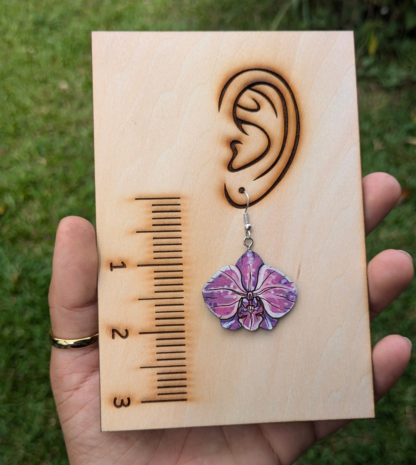 Hand-Painted Orchid Earrings
