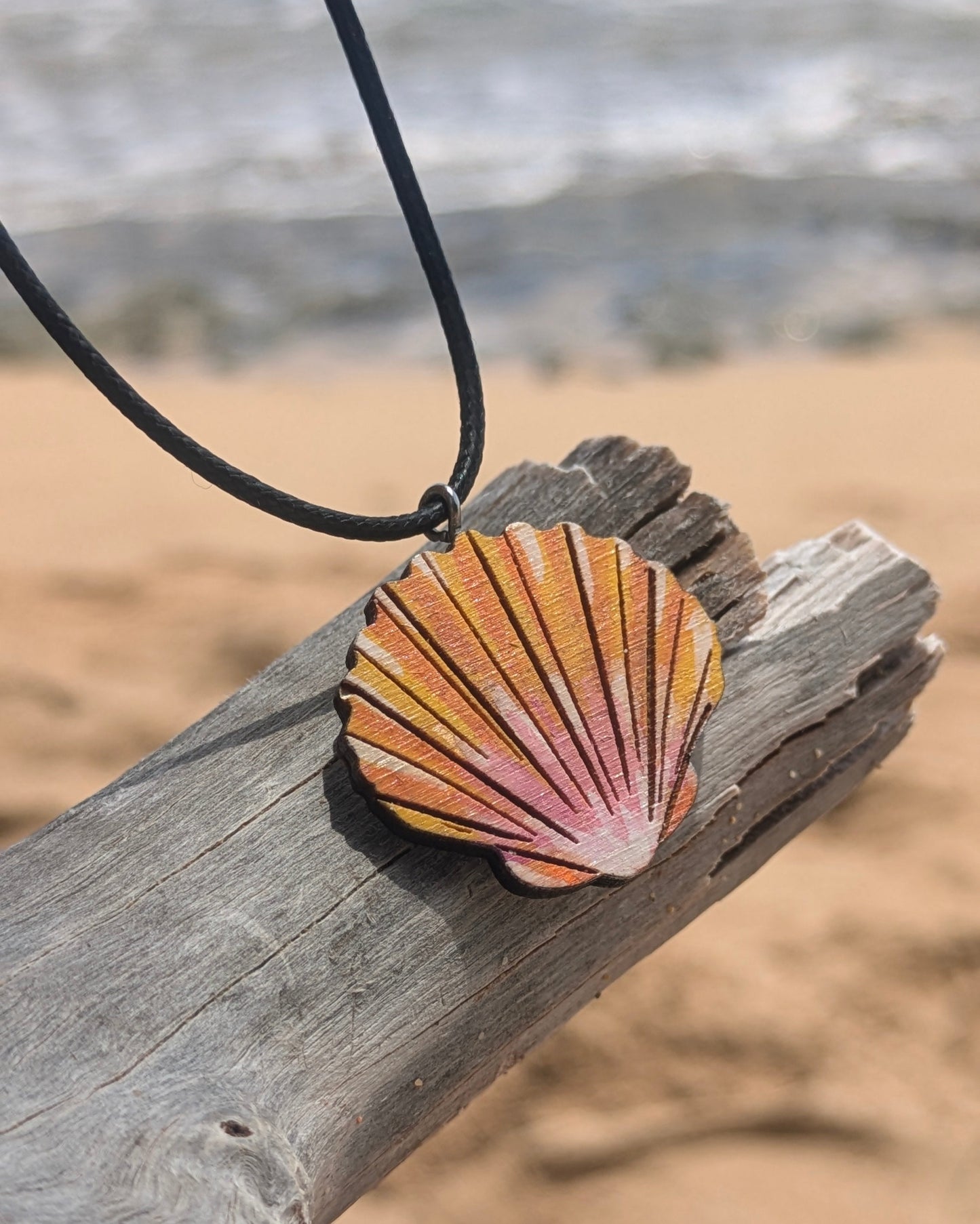 Hand-Painted Sunrise Shell necklace