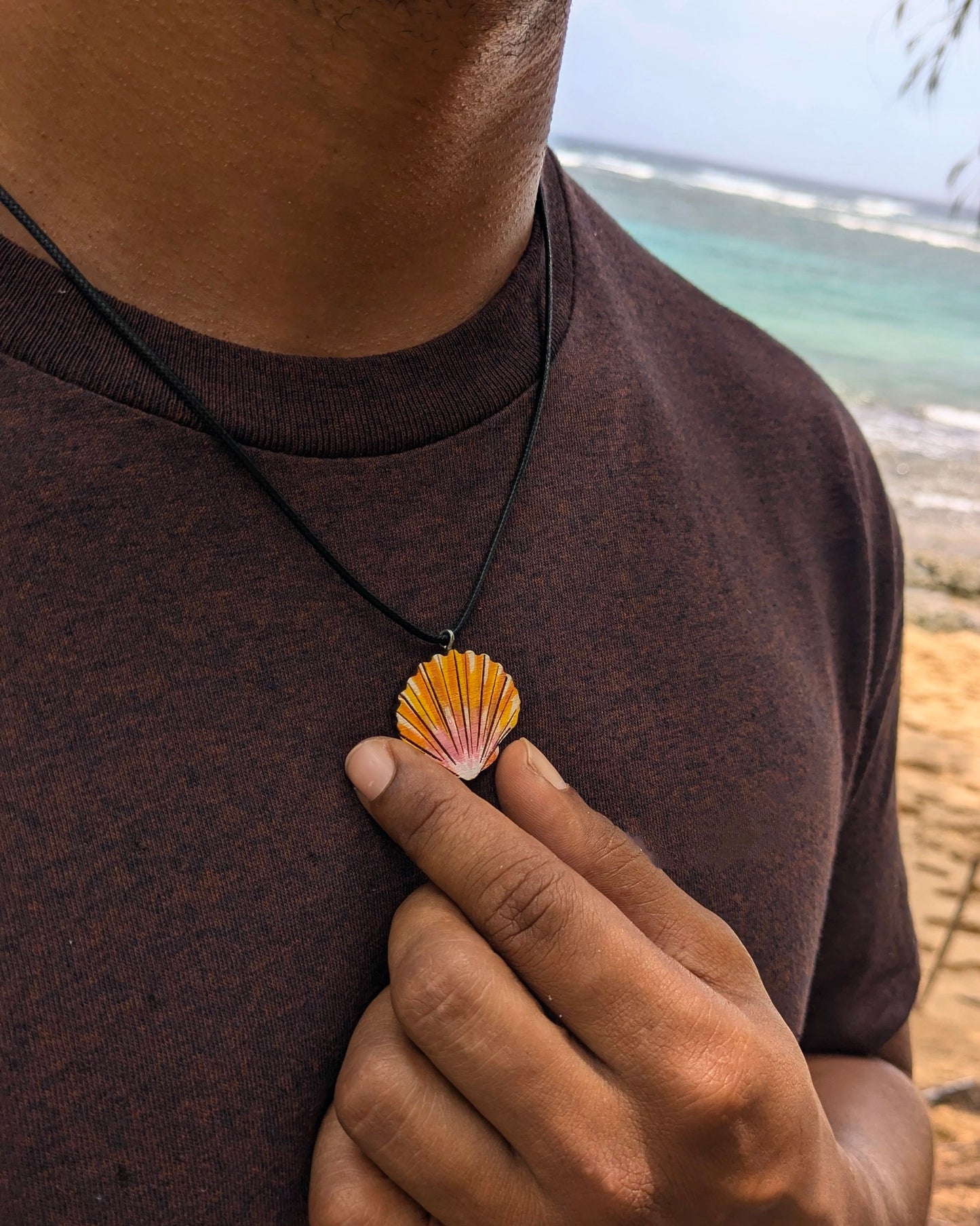 Hand-Painted Sunrise Shell necklace