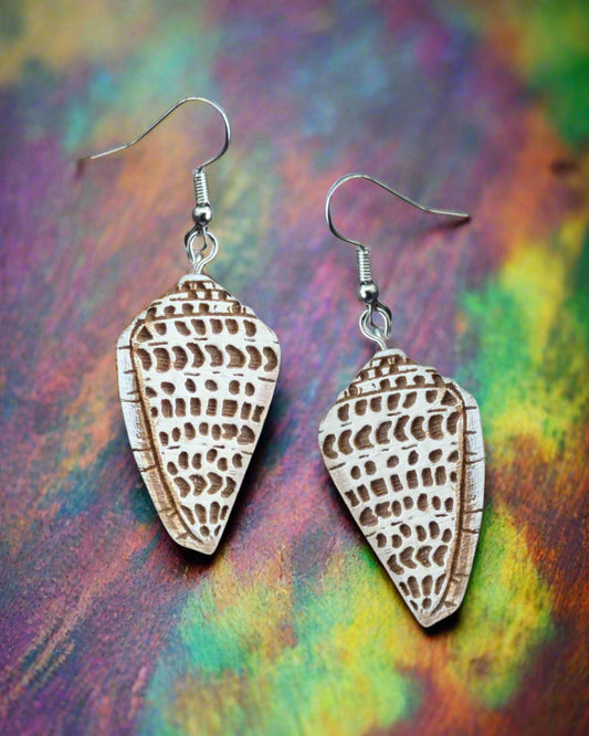 Hand-Painted Cone Shell Earrings