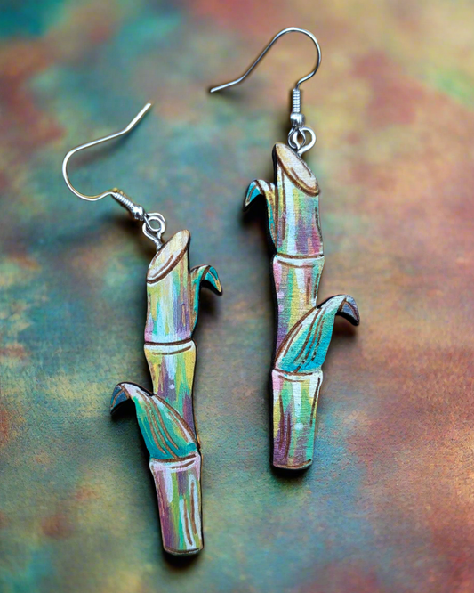 Sugar cane, kō earrings