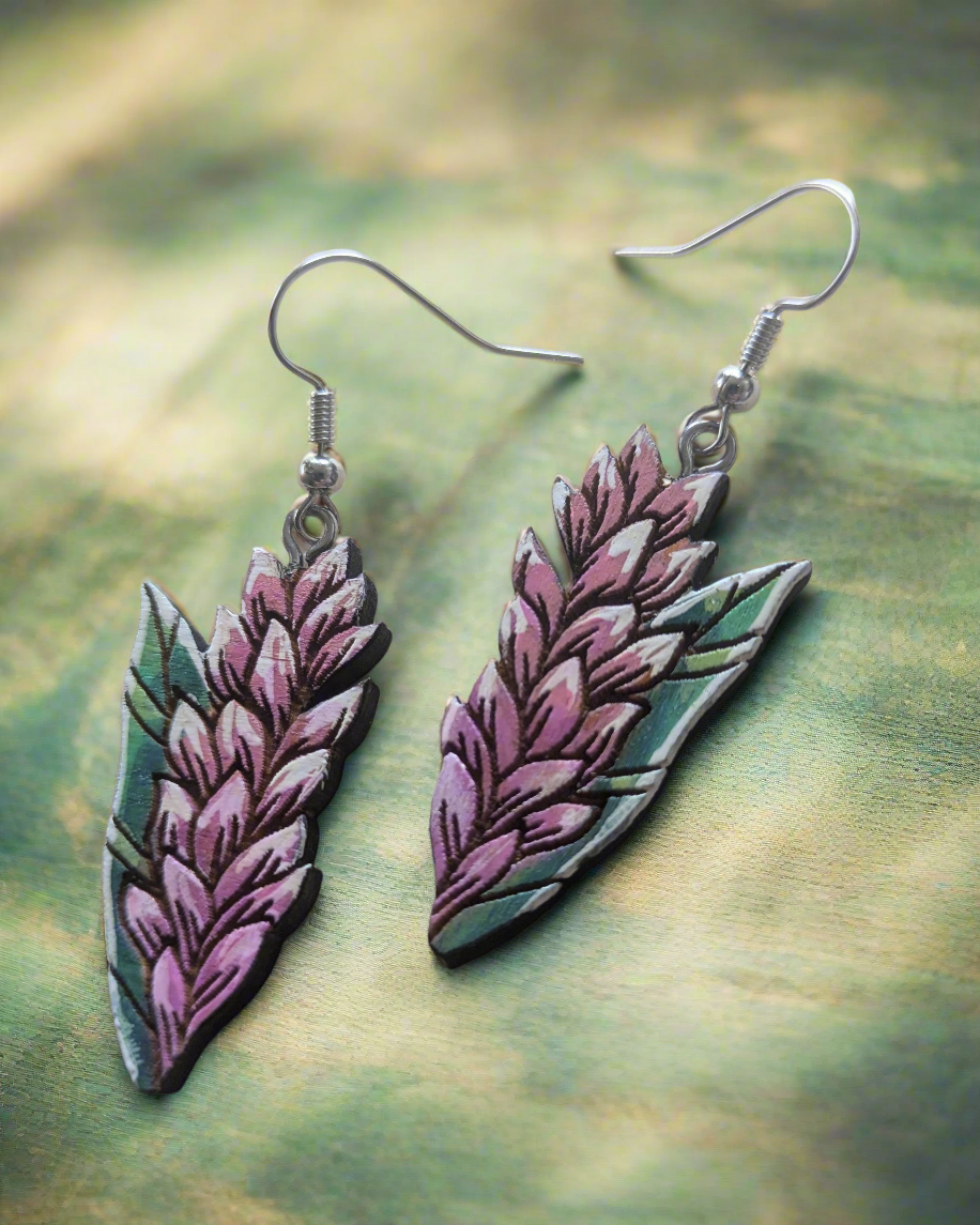 Hand-Painted Pink Ginger Earrings