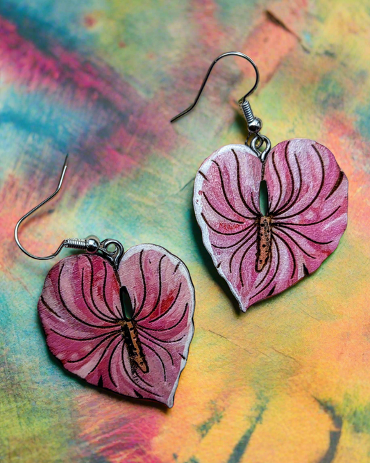 Anthurium Hand-Painted earrings