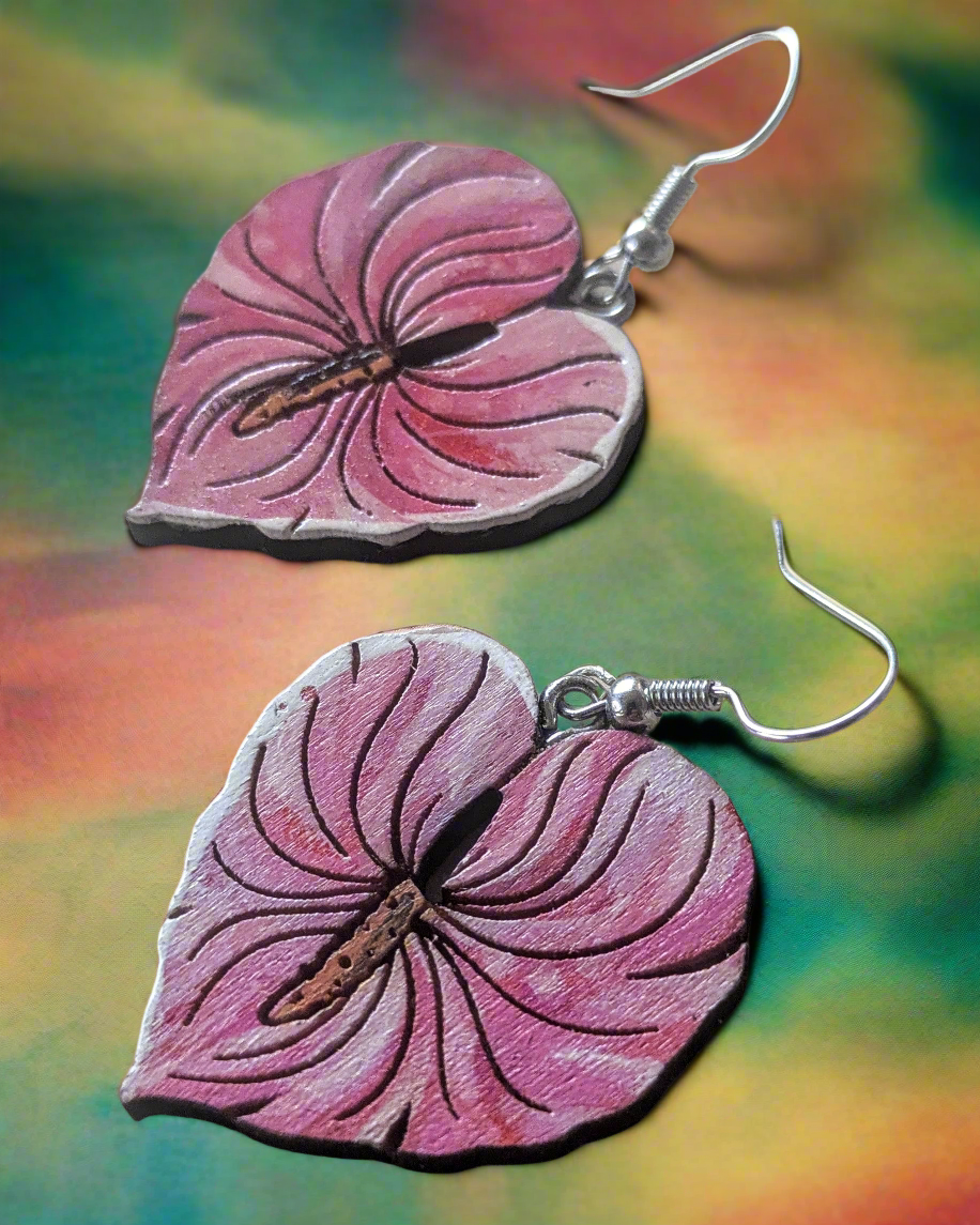 Anthurium Hand-Painted earrings