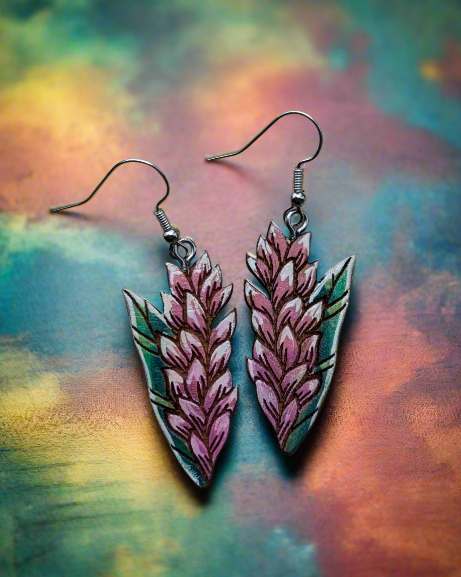 Hand-Painted Pink Ginger Earrings