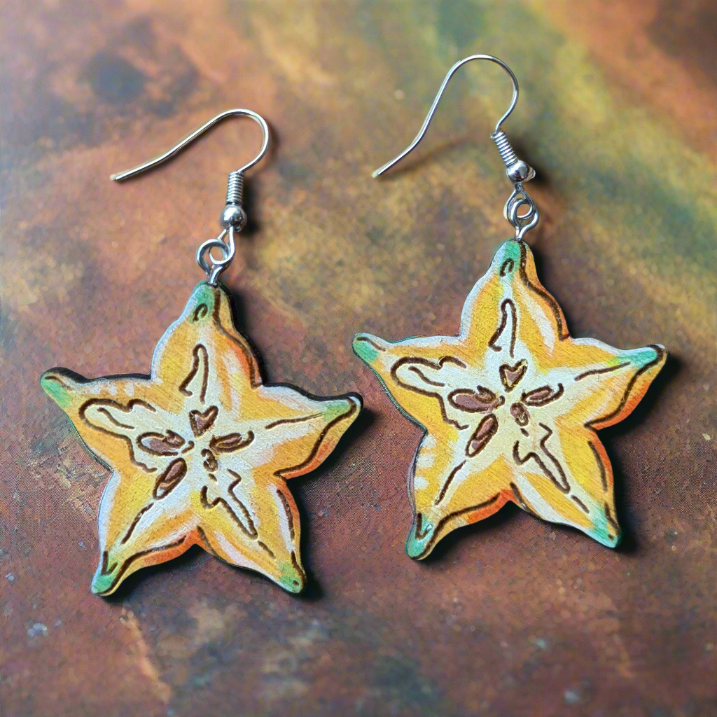 Hand-Painted Starfruit Earrings