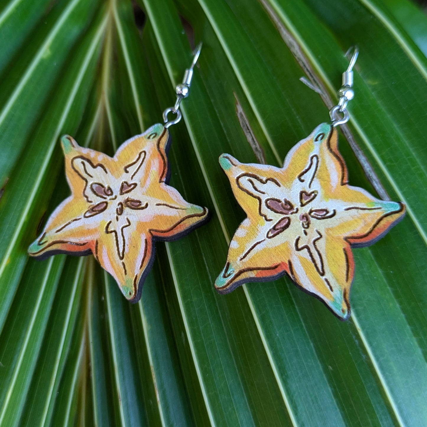 Hand-Painted Starfruit Earrings