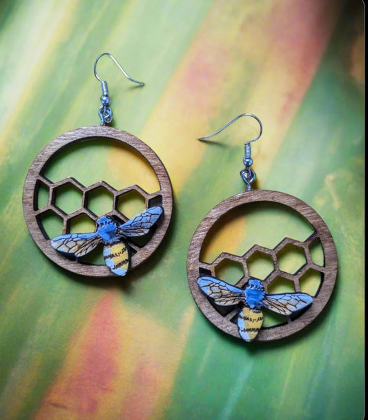 Bee Earrings, hand-Painted