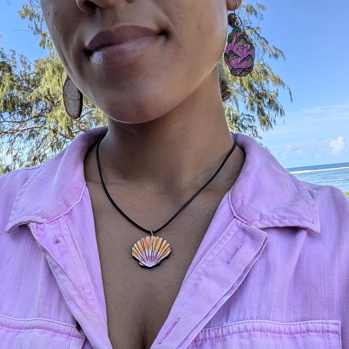 Hand-Painted Sunrise Shell necklace