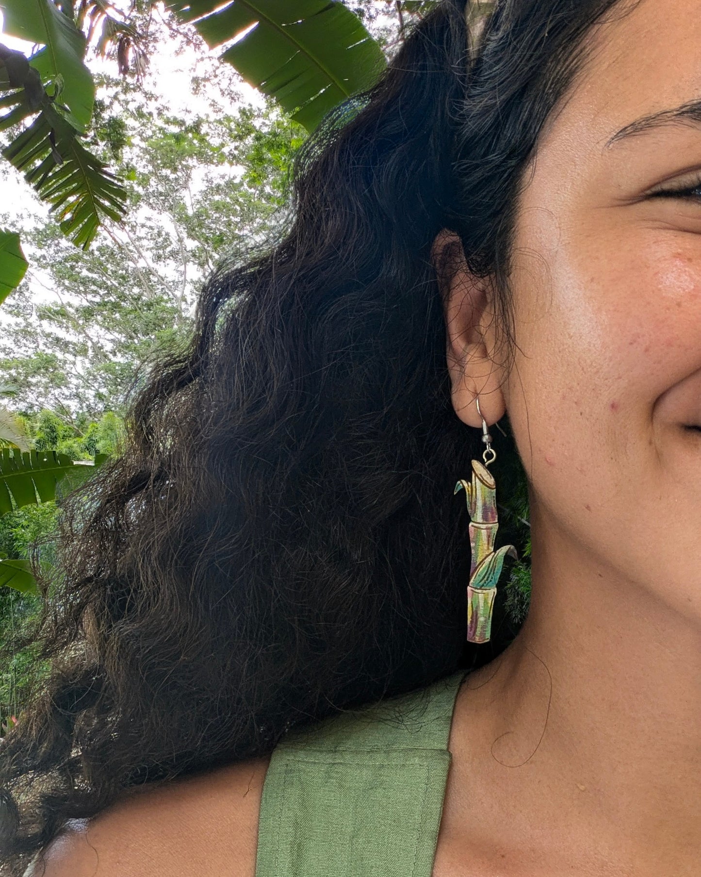 Sugar cane, kō earrings