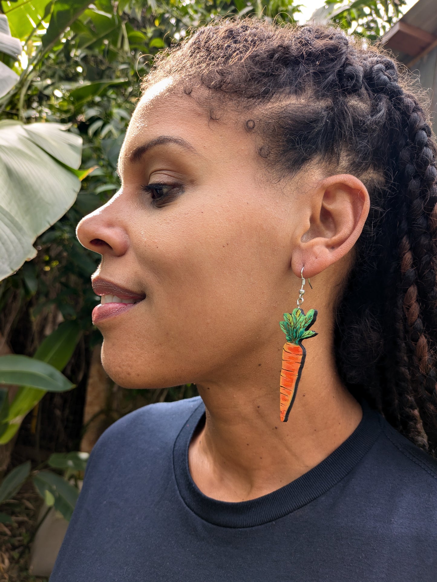 Hand-Painted Carrot Earrings