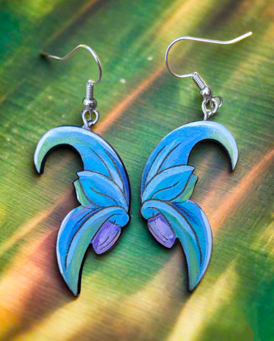 Hand-Painted Blue Jade Earrings