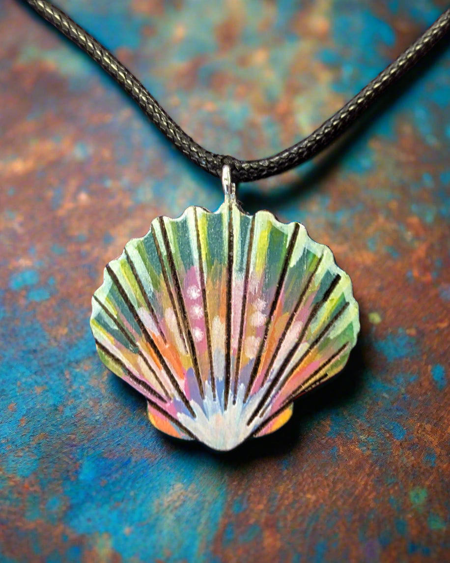 Hand-Painted Moonrise Shell necklace