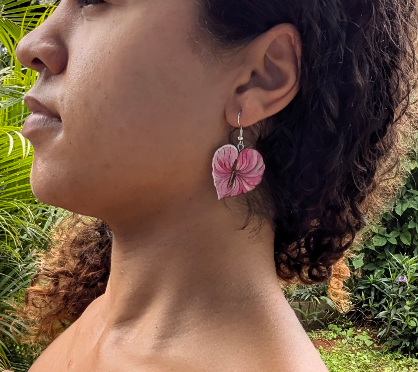 Anthurium Hand-Painted earrings