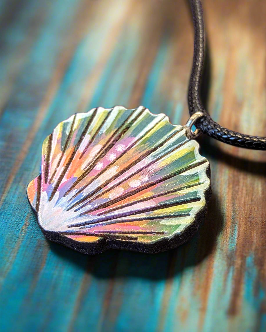 Hand-Painted Moonrise Shell necklace