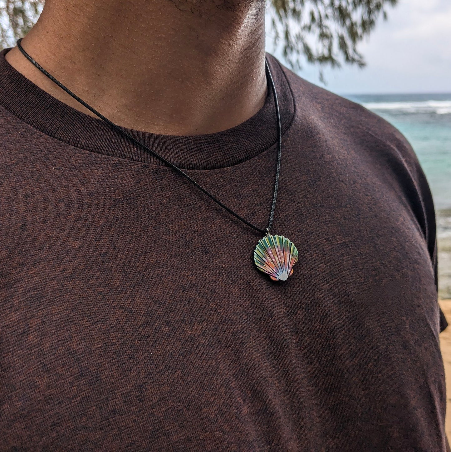 Hand-Painted Moonrise Shell necklace