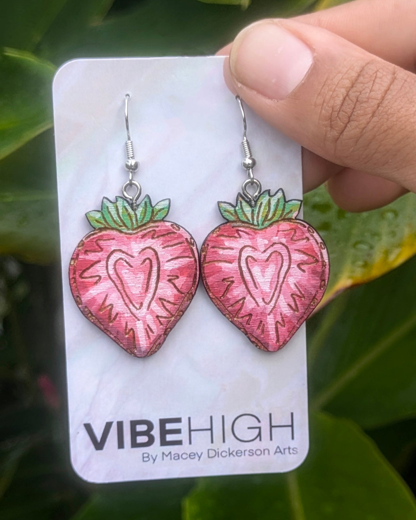 Hand-Painted strawberry earrings