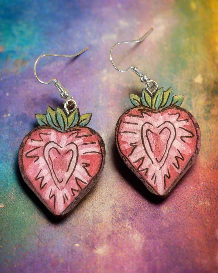 Hand-Painted strawberry earrings