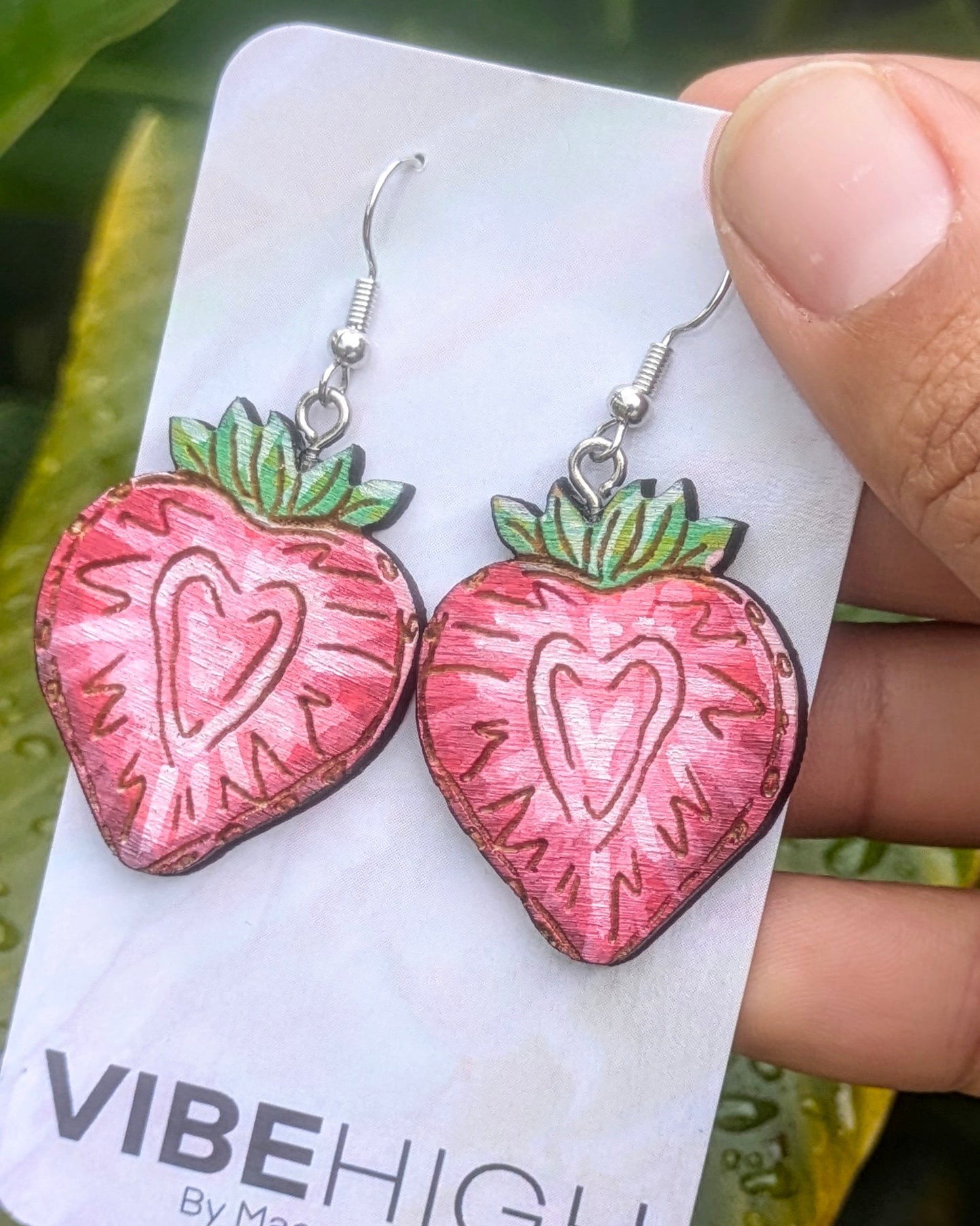 Hand-Painted strawberry earrings