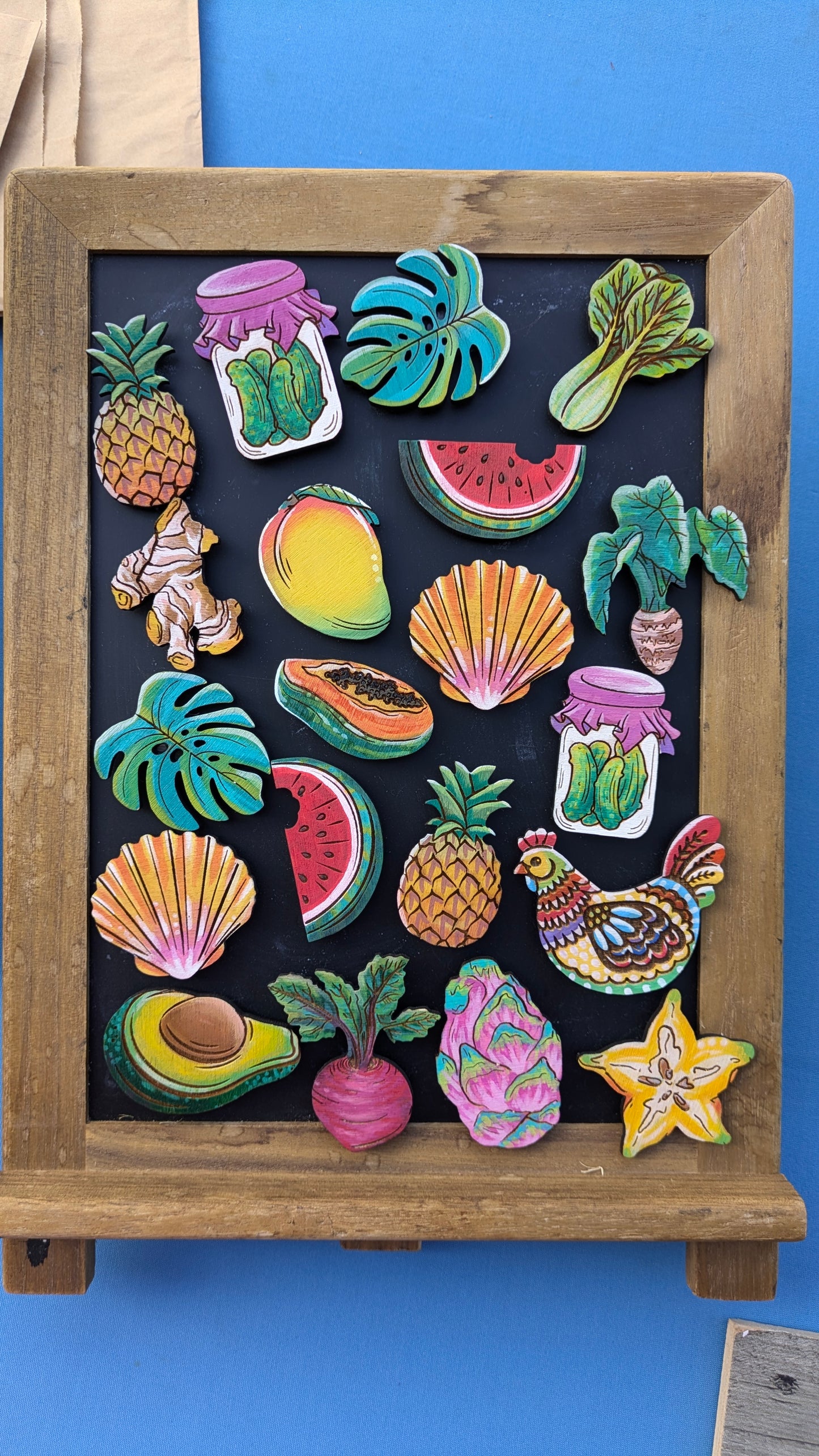 Hand-painted produce magnets