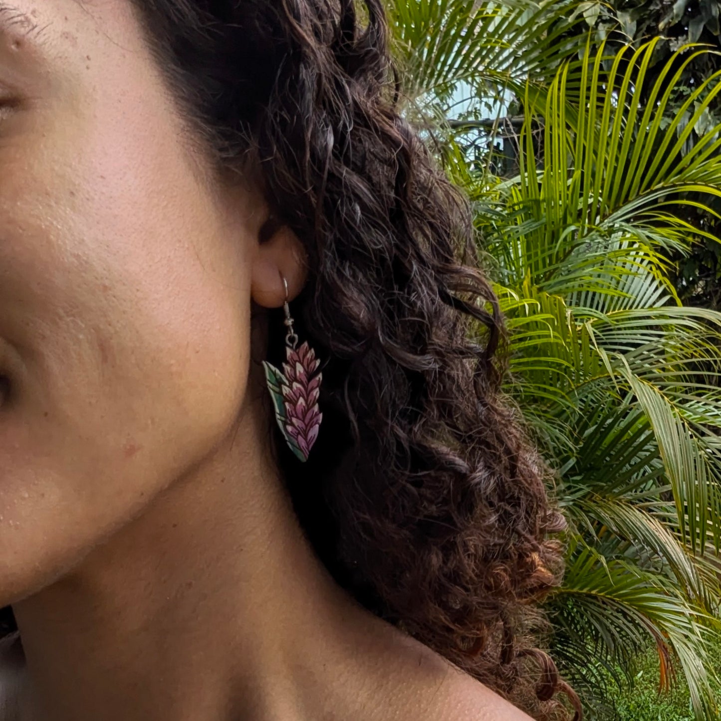 Hand-Painted Pink Ginger Earrings
