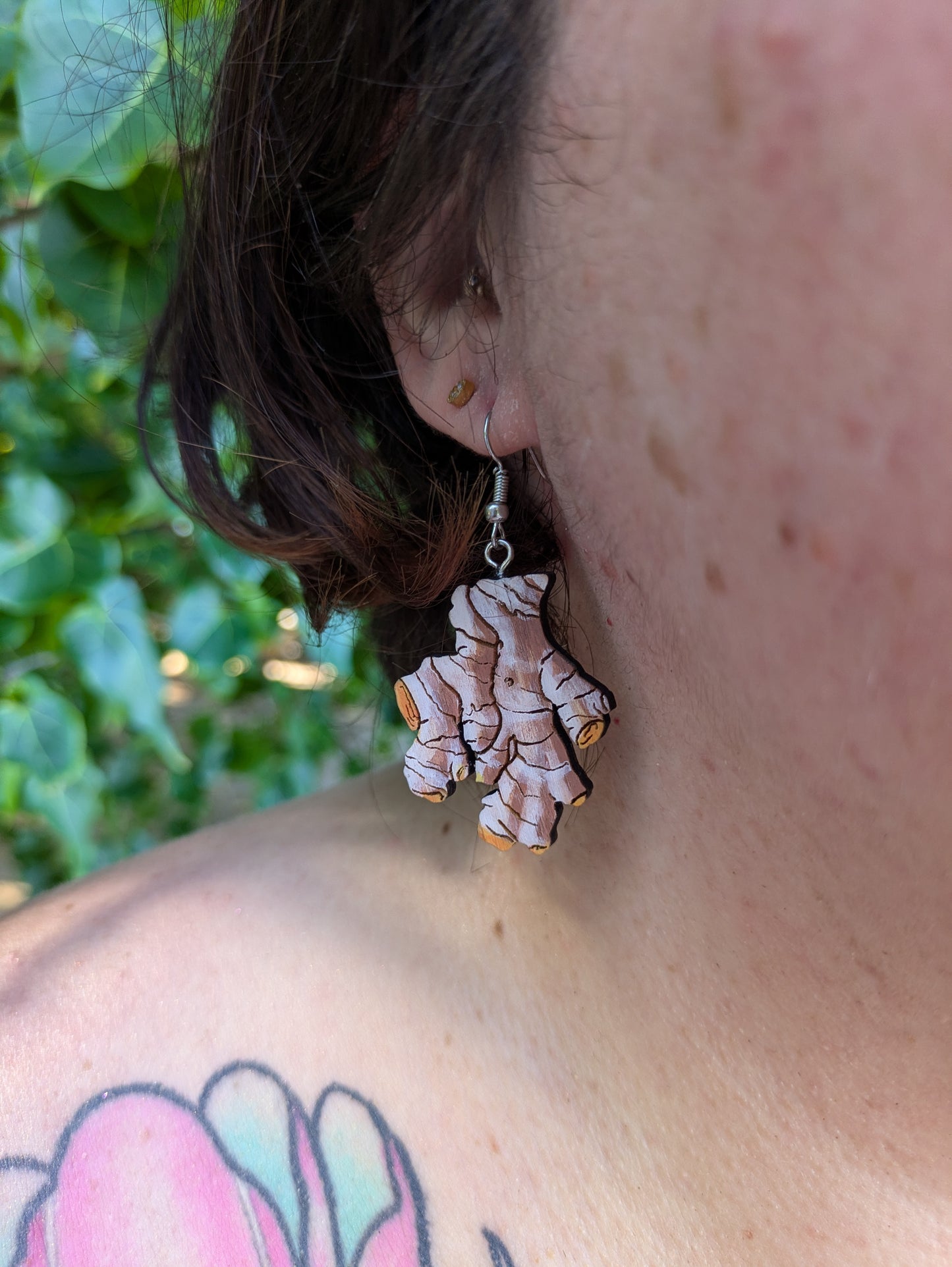 Hand-painted Tumeric/ Ginger Root Earrings