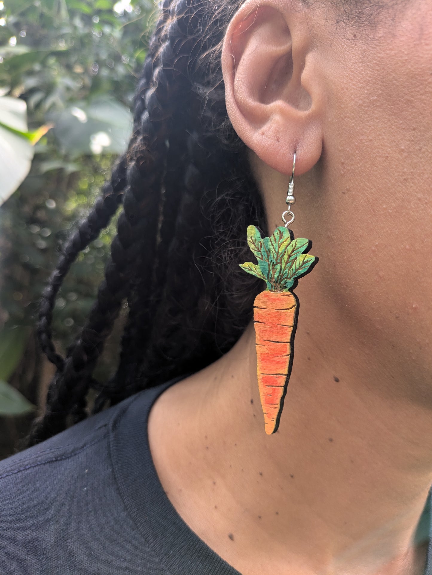 Hand-Painted Carrot Earrings