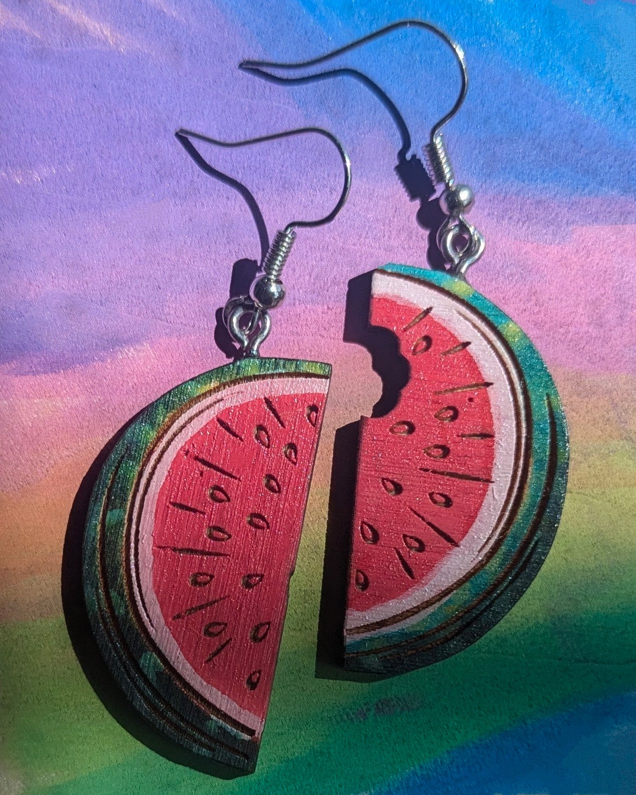 Hand-Painted Watermelon Earrings