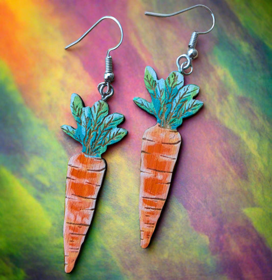 Hand-Painted Carrot Earrings