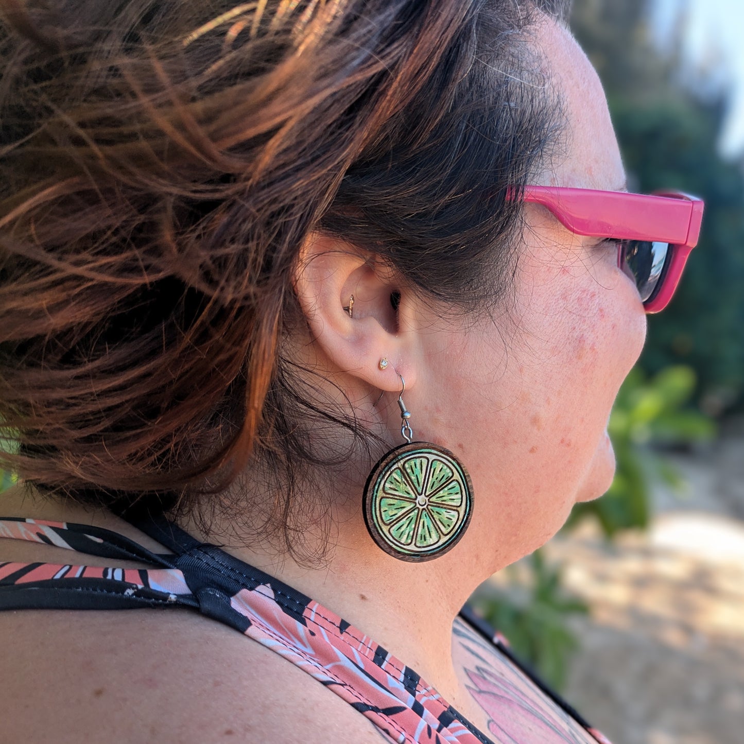 Hand-painted Lime Earrings