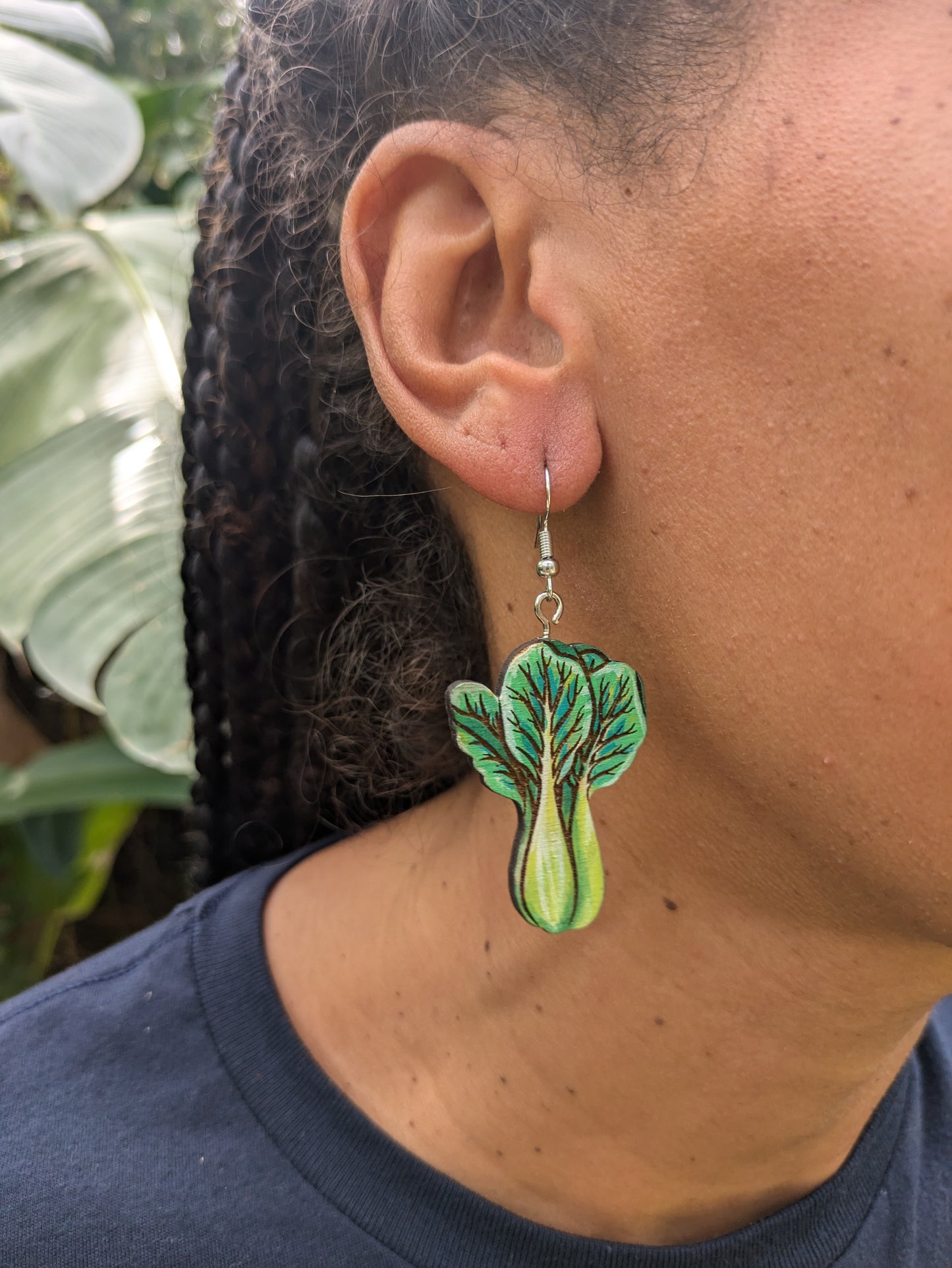 Hand-Painted Bok Choy Earrings