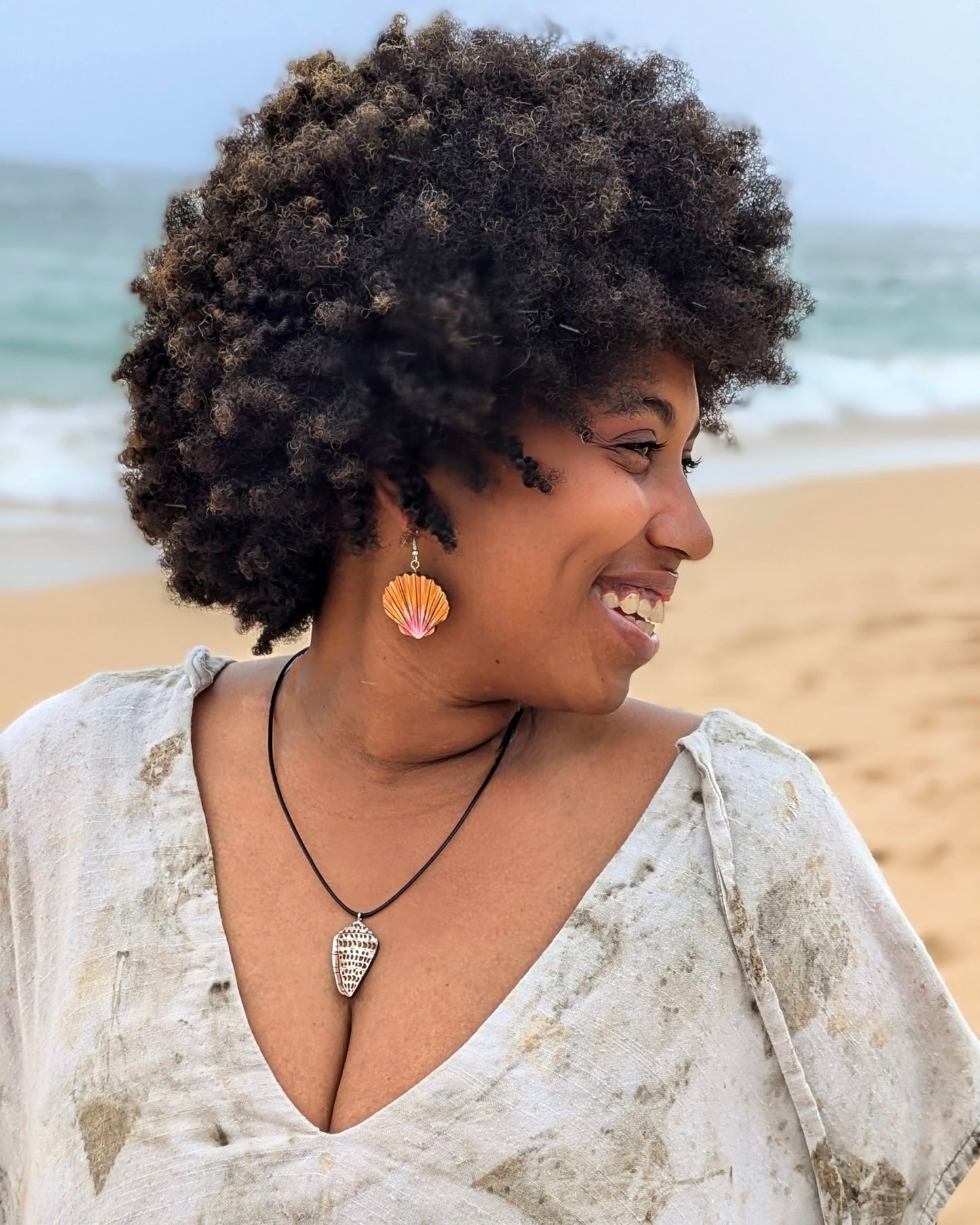 Hand-Painted Cone Shell Necklace