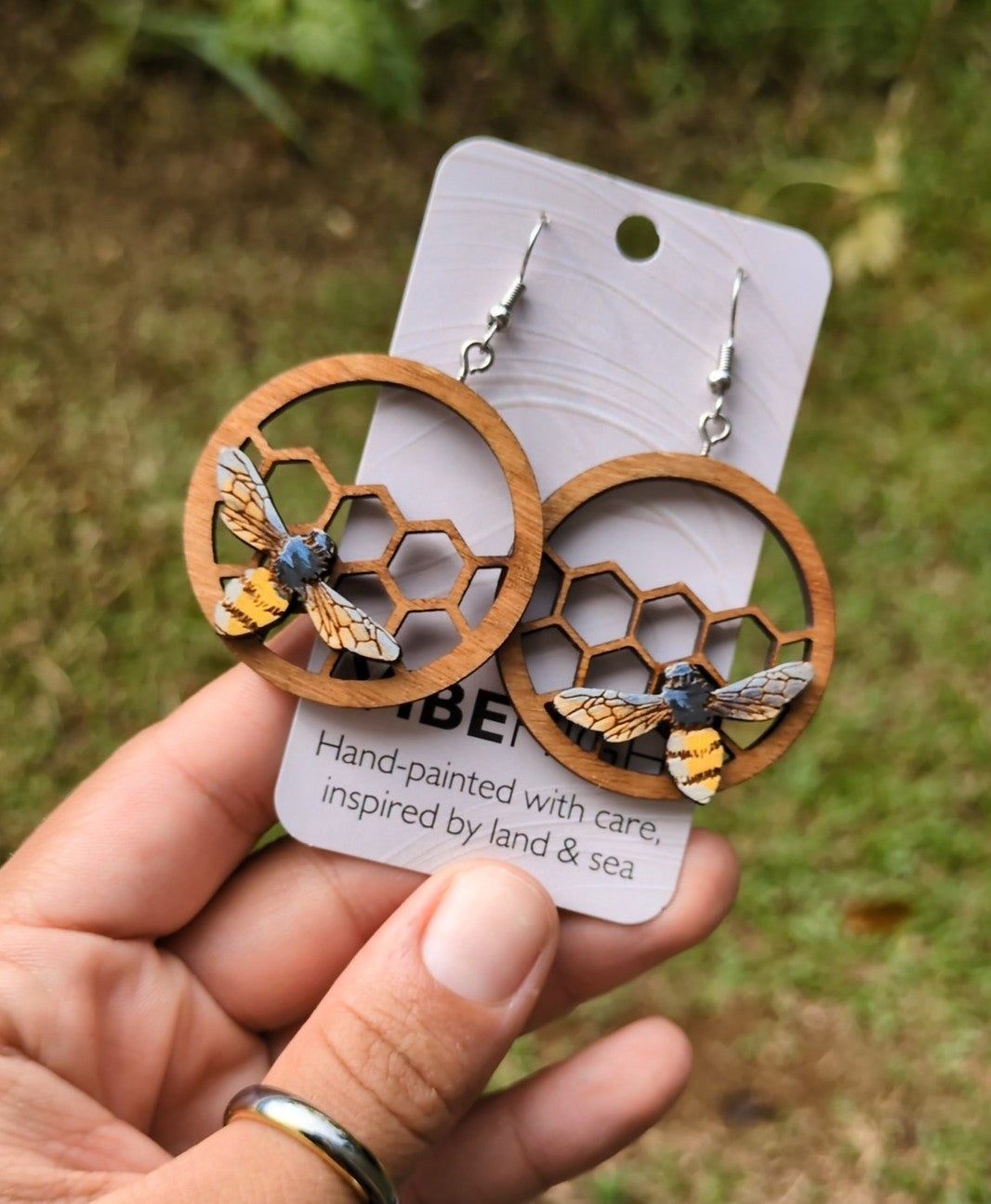 Bee Earrings, hand-Painted