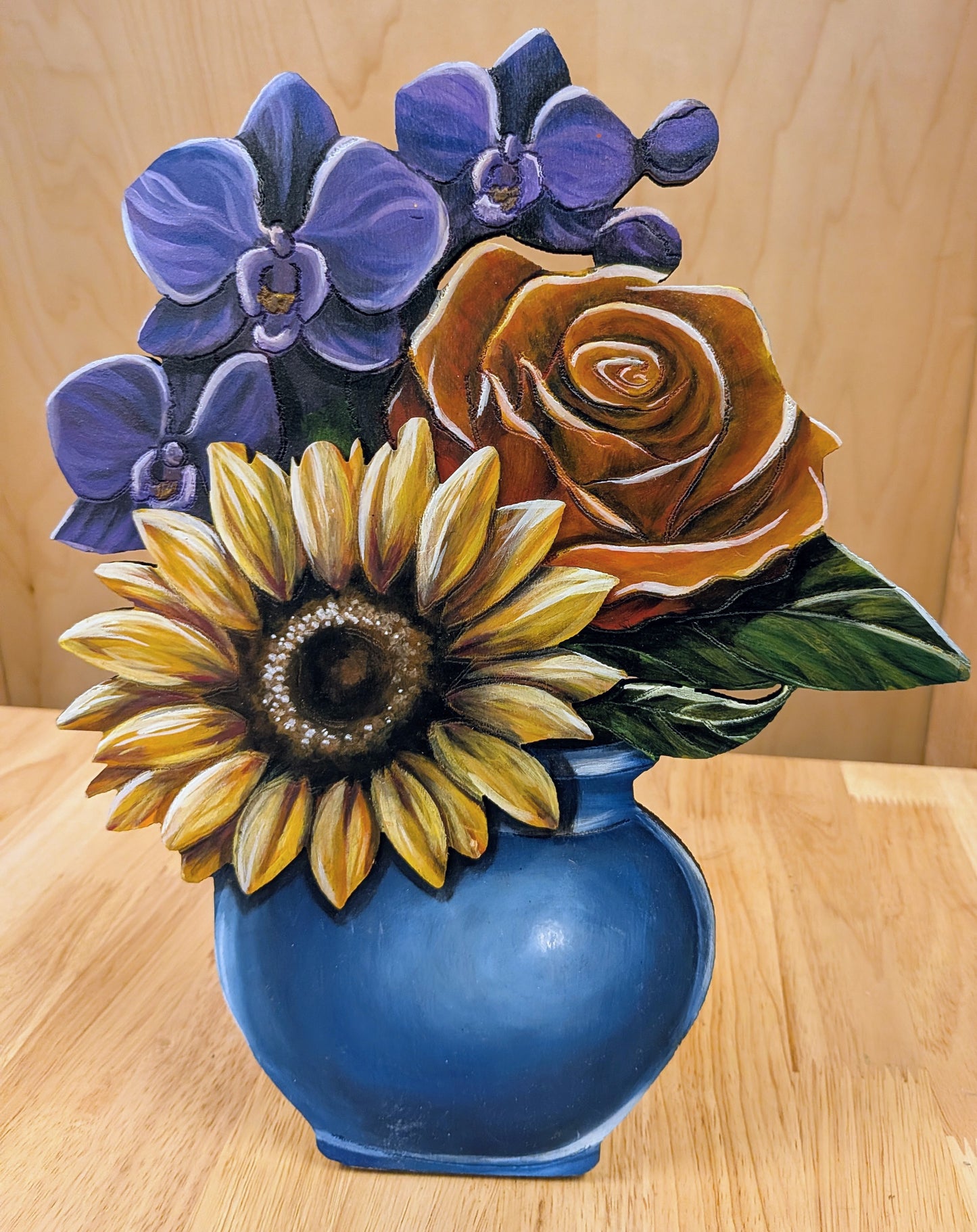 "Summer Radience" Painted Wood Bouquet Sculpture