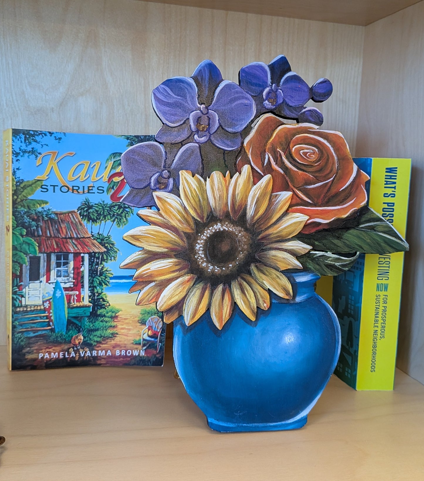 "Summer Radience" Painted Wood Bouquet Sculpture