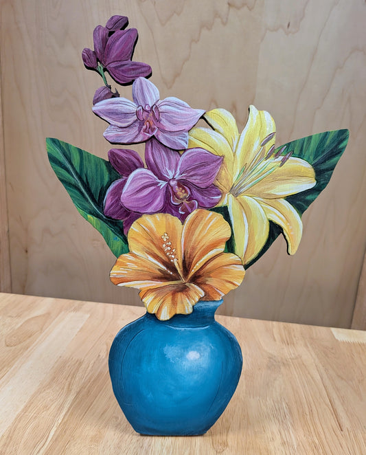 "Tropical Lift" Painted Bouquet Free Standing Sculpture